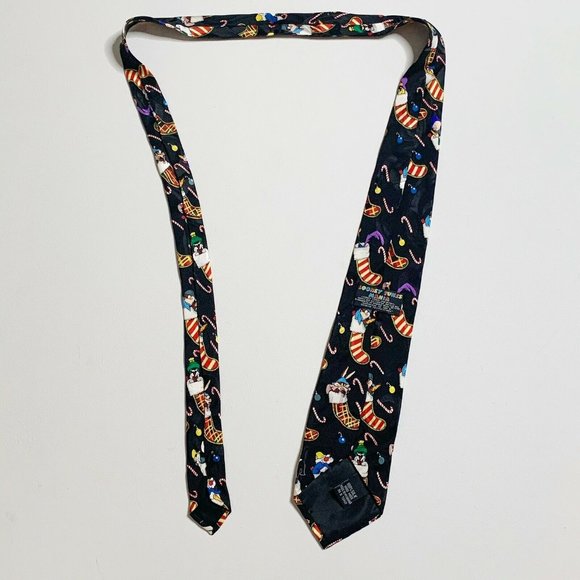 Vintage 1995 Looney Tunes Mania Black Tie Christmas Stocking Candy Canes Holiday - Picture 6 of 6